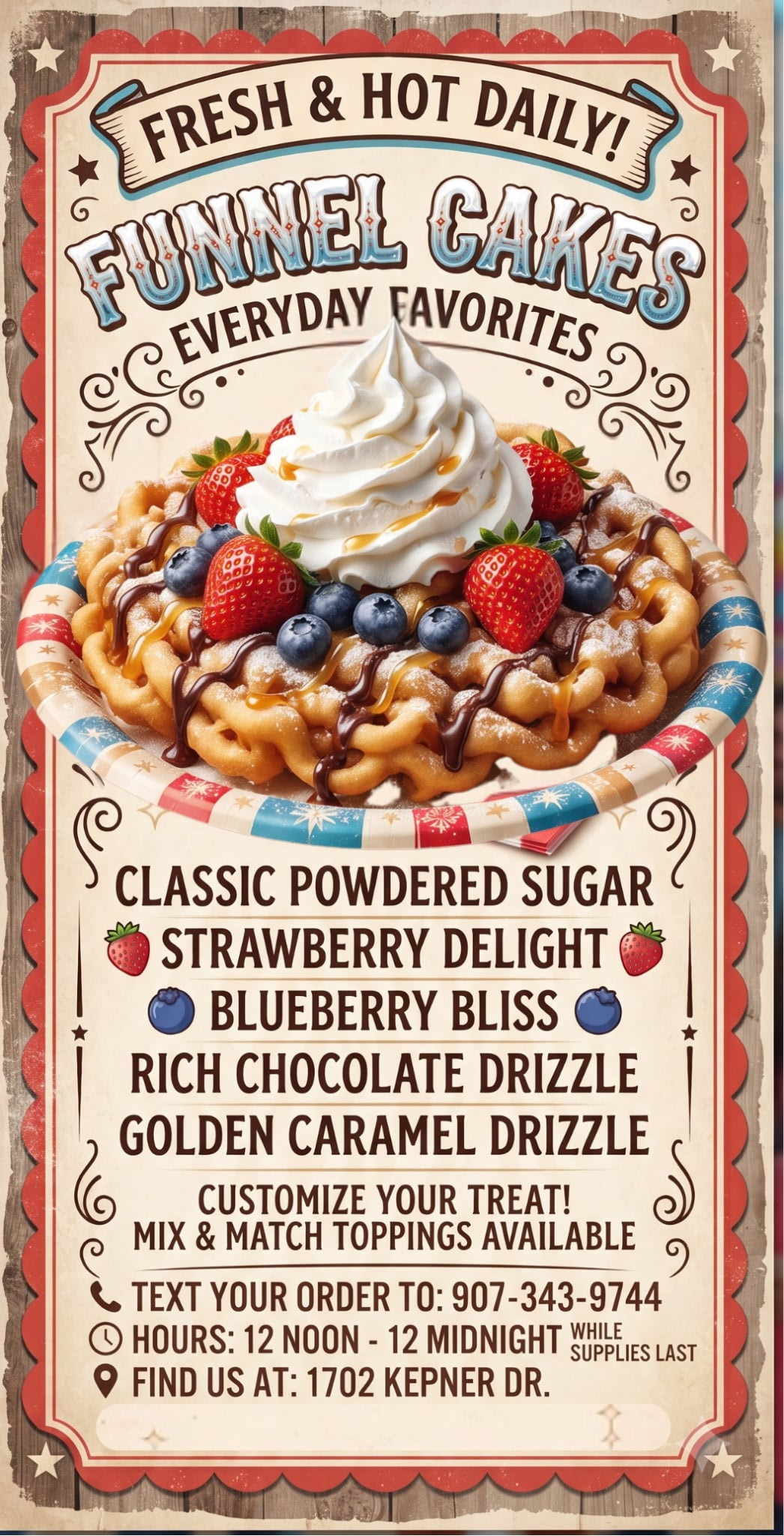 Funnel cakes from Baked & Squeezed